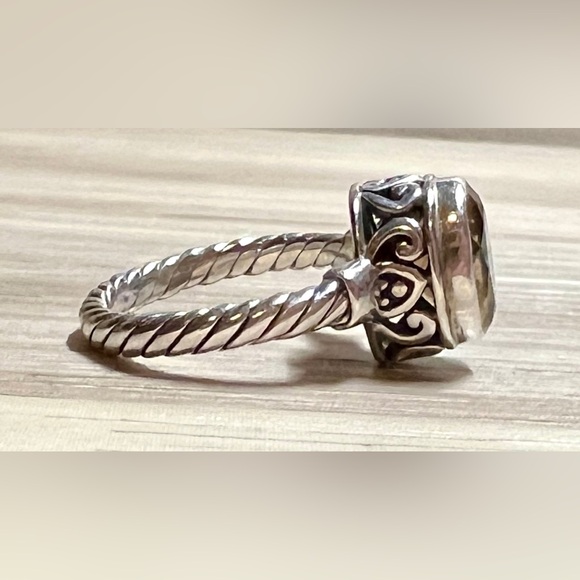 Vintage Designer Signed M ID Sterling Silver Twisted Cable Citrine Ring, Size 5 - Picture 5 of 11